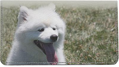 American Eskimo Dogs Leather Checkbook Cover