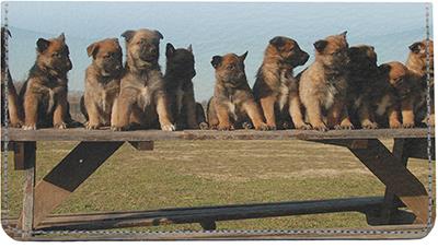 Belgian Sheepdog Puppies Leather Checkbook Cover