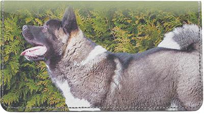 Cute Akitas Leather Checkbook Cover