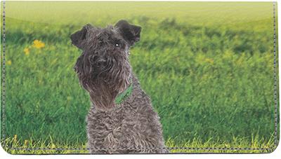 Kerry Blue Terriers Leather Checkbook Cover