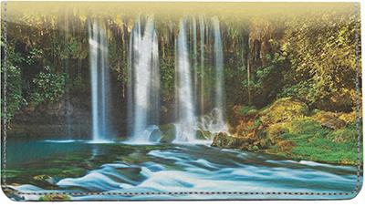 Forest Waterfalls Leather Checkbook Cover