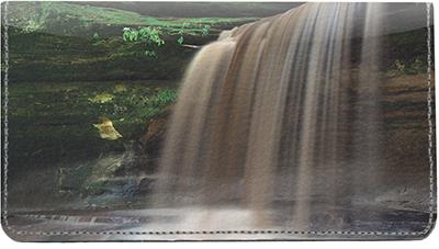 Rock Waterfalls Leather Checkbook Cover