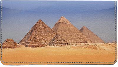 Egyptian Pyramids Leather Checkbook Cover