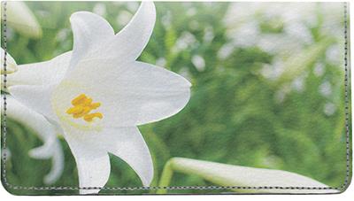 Easter Lilies Leather Checkbook Cover