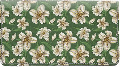 Lily Patterns Leather Checkbook Cover