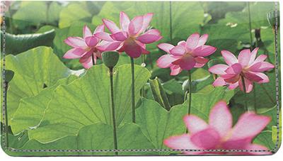Water Lilies Leather Checkbook Cover