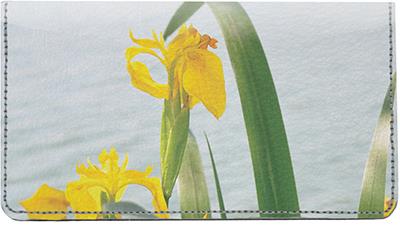 Yellow Iris Leather Checkbook Cover