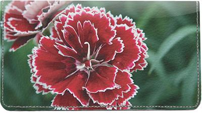 Red Carnations Leather Checkbook Cover