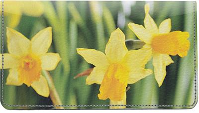 Yellow Daffodils Leather Checkbook Cover