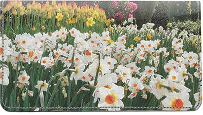 Daffodil Field Leather Checkbook Cover