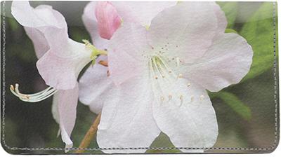 White Rhododendron Leather Checkbook Cover