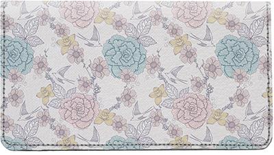 Peony Patterns Leather Checkbook Cover