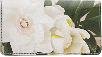 Gardenias Leather Checkbook Cover