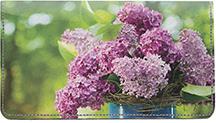 Lilac Bouquets Leather Checkbook Cover