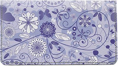 Violet Patterns Leather Checkbook Cover