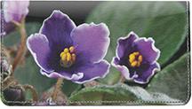African Violets Leather Checkbook Cover
