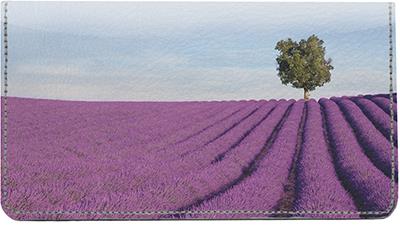 Lavender Fields of Provence Leather Checkbook Cover