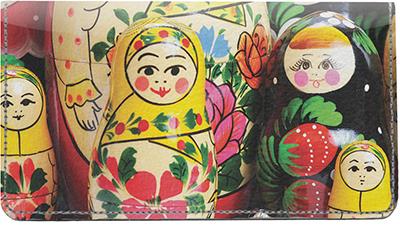 Matryoshka Dolls Leather Checkbook Cover