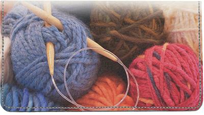 Knitting Leather Checkbook Cover