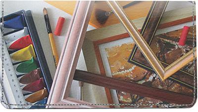 Painting Tools Leather Checkbook Cover