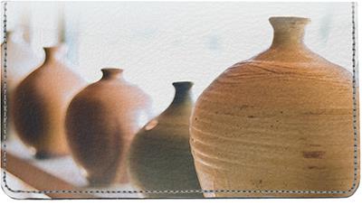 Pottery Vases Leather Checkbook Cover