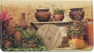 Ancient Pottery Leather Checkbook Cover