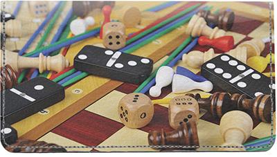Board Games Leather Checkbook Cover