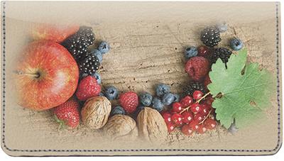 Autumn Fruits Leather Checkbook Cover
