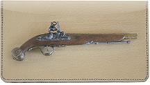 Antique Pistols Leather Checkbook Cover