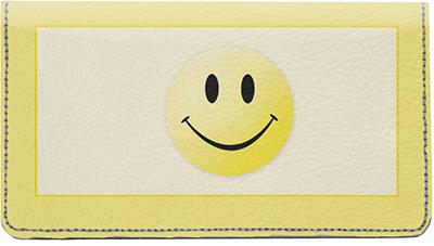 Classic Smiley Face Leather Checkbook Cover