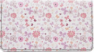 Floral Butterflies Leather Checkbook Cover