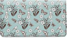 Birds and Butterflies Leather Checkbook Cover