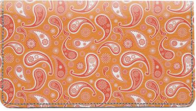 Retro Paisley Leather Checkbook Cover