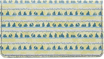 Sailing Ships Leather Checkbook Cover