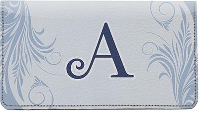 Floral Monogram A Leather Checkbook Cover