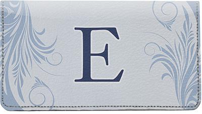 Floral Monogram E Leather Checkbook Cover