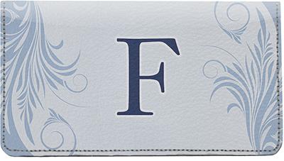 Floral Monogram F Leather Checkbook Cover