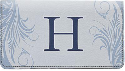 Floral Monogram H Leather Checkbook Cover