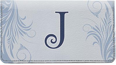 Floral Monogram J Leather Checkbook Cover