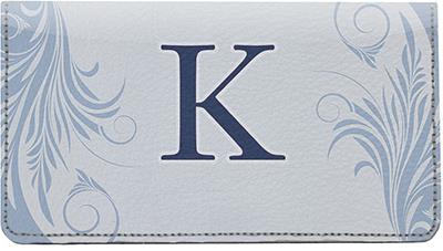 Floral Monogram K Leather Checkbook Cover