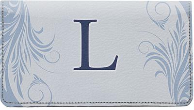 Floral Monogram L Leather Checkbook Cover