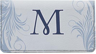Floral Monogram M Leather Checkbook Cover