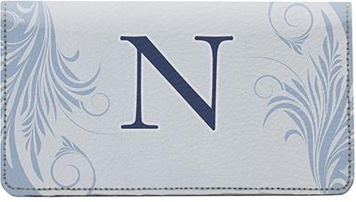 Floral Monogram N Leather Checkbook Cover