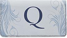 Floral Monogram Q Leather Checkbook Cover
