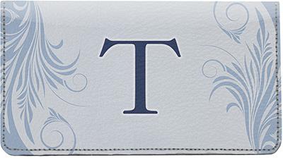 Floral Monogram T Leather Checkbook Cover