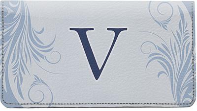 Floral Monogram V Leather Checkbook Cover
