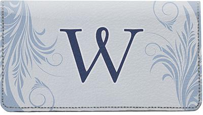 Floral Monogram W Leather Checkbook Cover