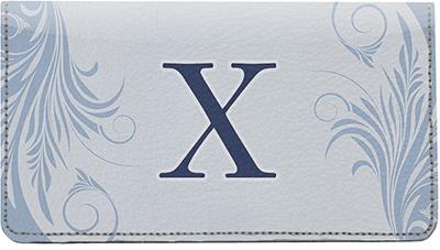 Floral Monogram X Leather Checkbook Cover