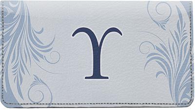 Floral Monogram Y Leather Checkbook Cover
