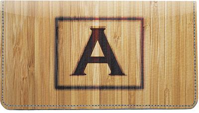 Branded Monogram A Leather Checkbook Cover